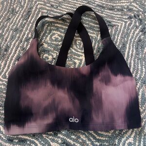 ALO Black and Purple Clouded Sports Bra Women’s Small